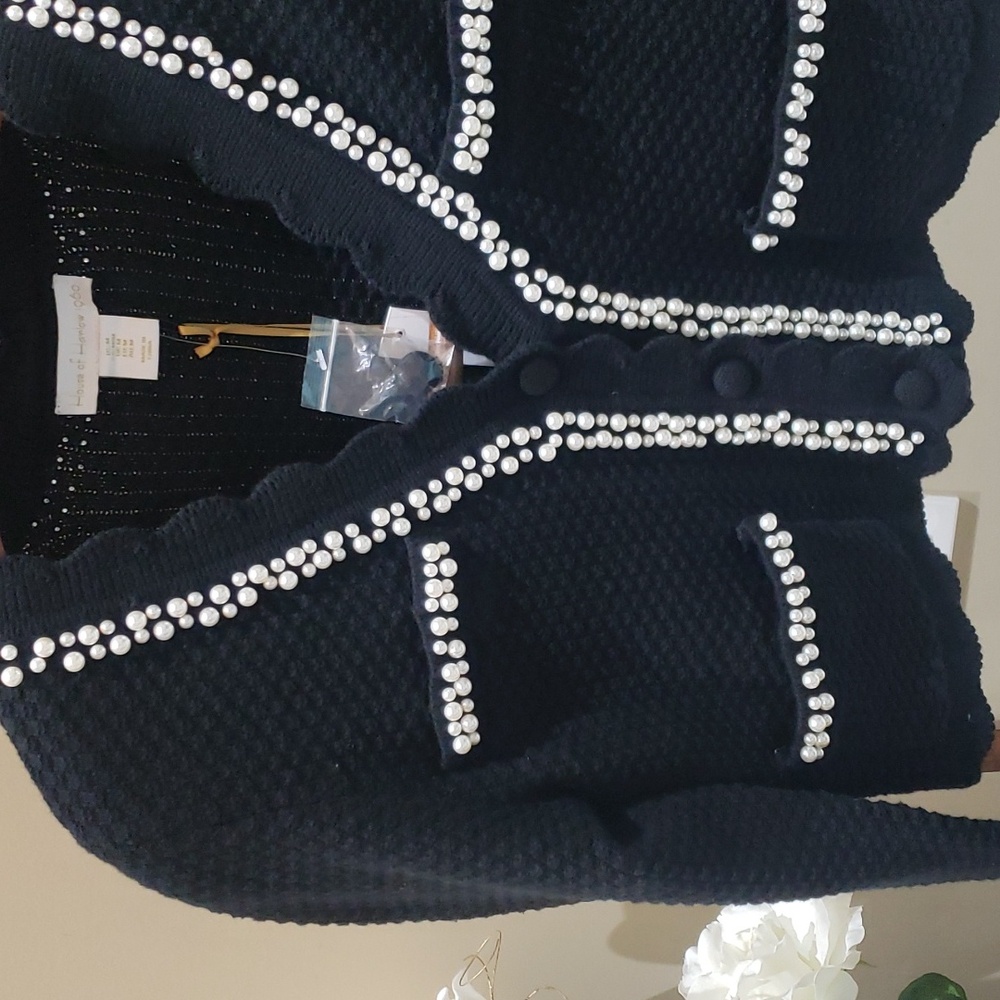 Nwt medium House of Harlow black sweater with pearls - Picture 6 of 15